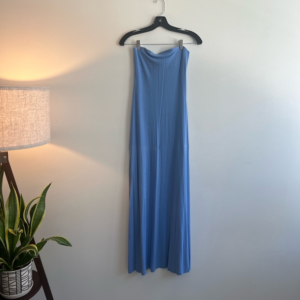 Blue Strapless Maxi Dress
